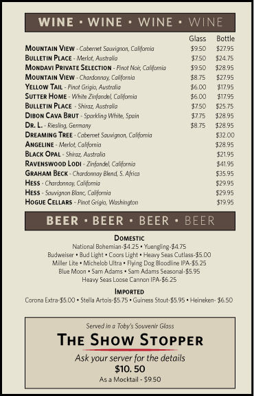 Bar Menu with Drink Panel 8.2021