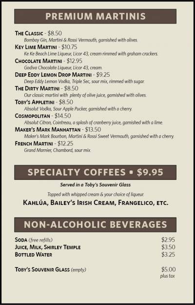Bar menu with mixed 8.24.21