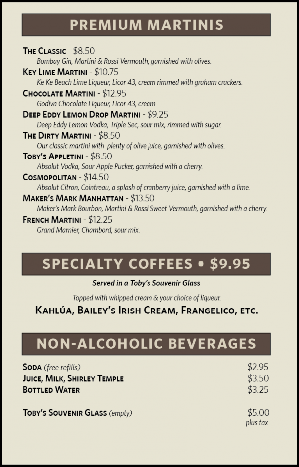 What’s On The Menu – Toby's Dinner Theatre