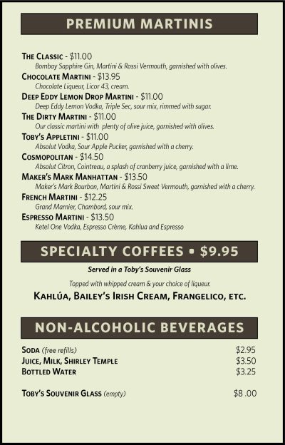 What's On The Menu - Toby's Dinner Theatre